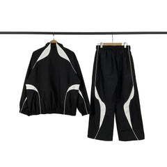 BROKEN PLANET COLOR BLOCK NYLON TRACKSUIT BLACK WHITE