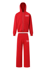 BROKEN PLANET FULL ZIP HOODIE SWEATSET RED