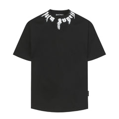 PALM ANGELS NECK LOGO PRINT OVERSIZED SHORT SLEEVE T‑SHIRT