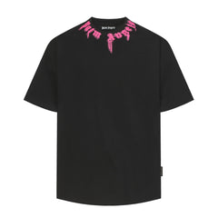 PALM ANGELS PINK NECK LOGO OVERSIZED T‑SHIRT