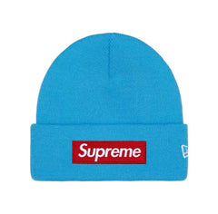 Supreme New Era Box Logo Beanie Fw25 Cyan Knit Cuffed Hat