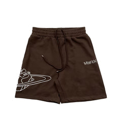 BROKEN PLANET OUTLINE PLANET SWEAT SHORTS BROWN