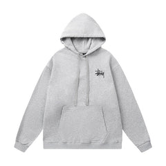 STUSSY Small Logo Pullover Hoodie Grey