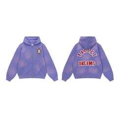 Vale Forever Dream Valley Purple Embroidered Rhinestone Zip Hoodie