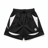 BROKEN PLANET CURVED CONTRAST PANEL WIND SHORTS BLACK WHITE - Front