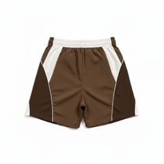 Broken Planet Brown White Color Block Nylon Wind Shorts - Back View