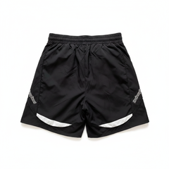 BROKEN PLANET CURVED CONTRAST PANEL WIND SHORTS BLACK WHITE - Back