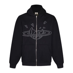 Broken Planet Logo Full Zip Hoodie Streetwear Black