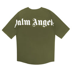 PALM ANGELS BACK BIG LOGO T‑SHIRT OLIVE GREEN