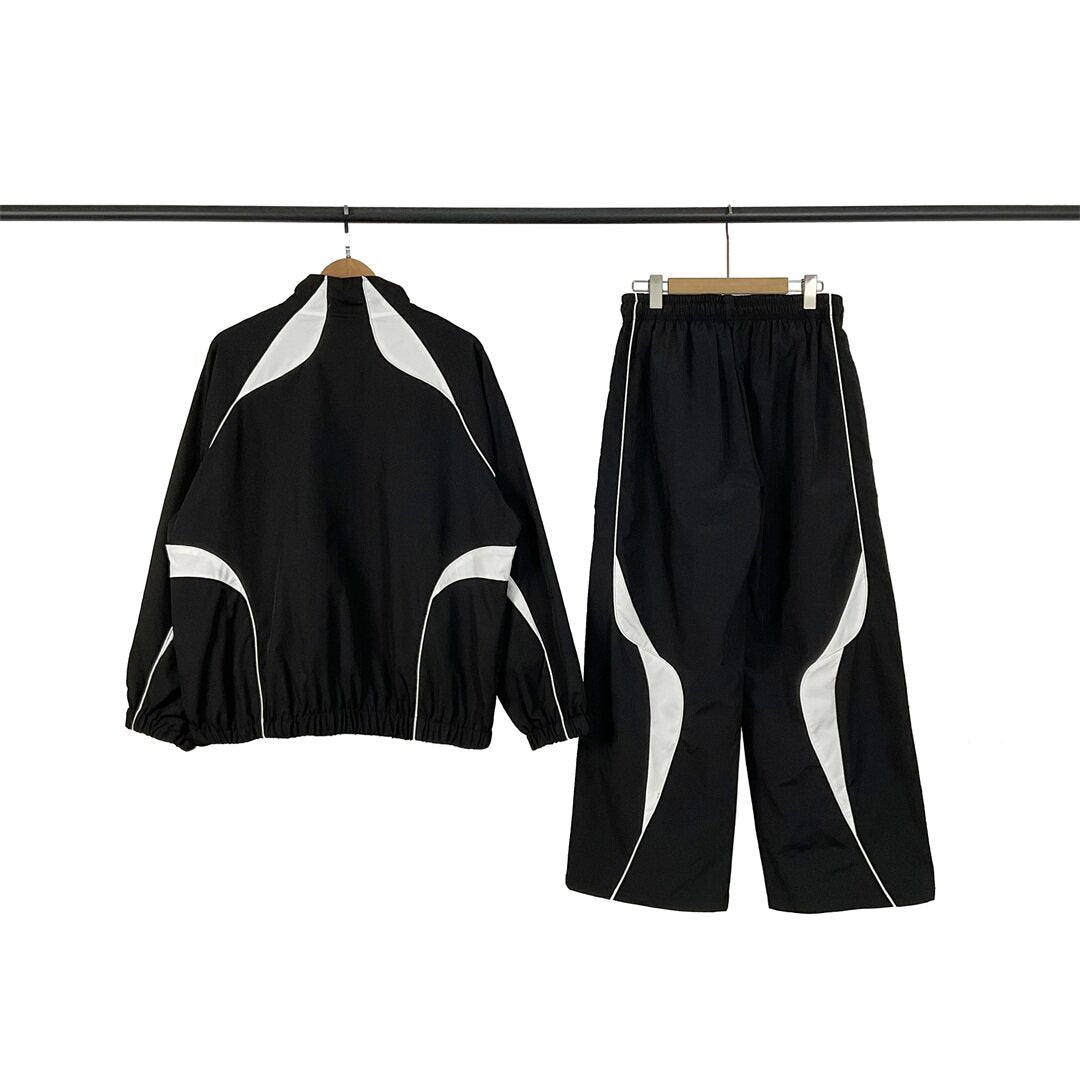 BROKEN PLANET COLOR BLOCK NYLON TRACKSUIT BLACK WHITE