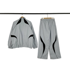 BROKEN PLANET COLOR BLOCK NYLON TRACKSUIT LIGHT GREY BLACK