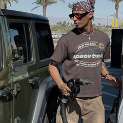 BROKEN PLANET SPACE TRAILS T‑SHIRT MOCHA BROWN