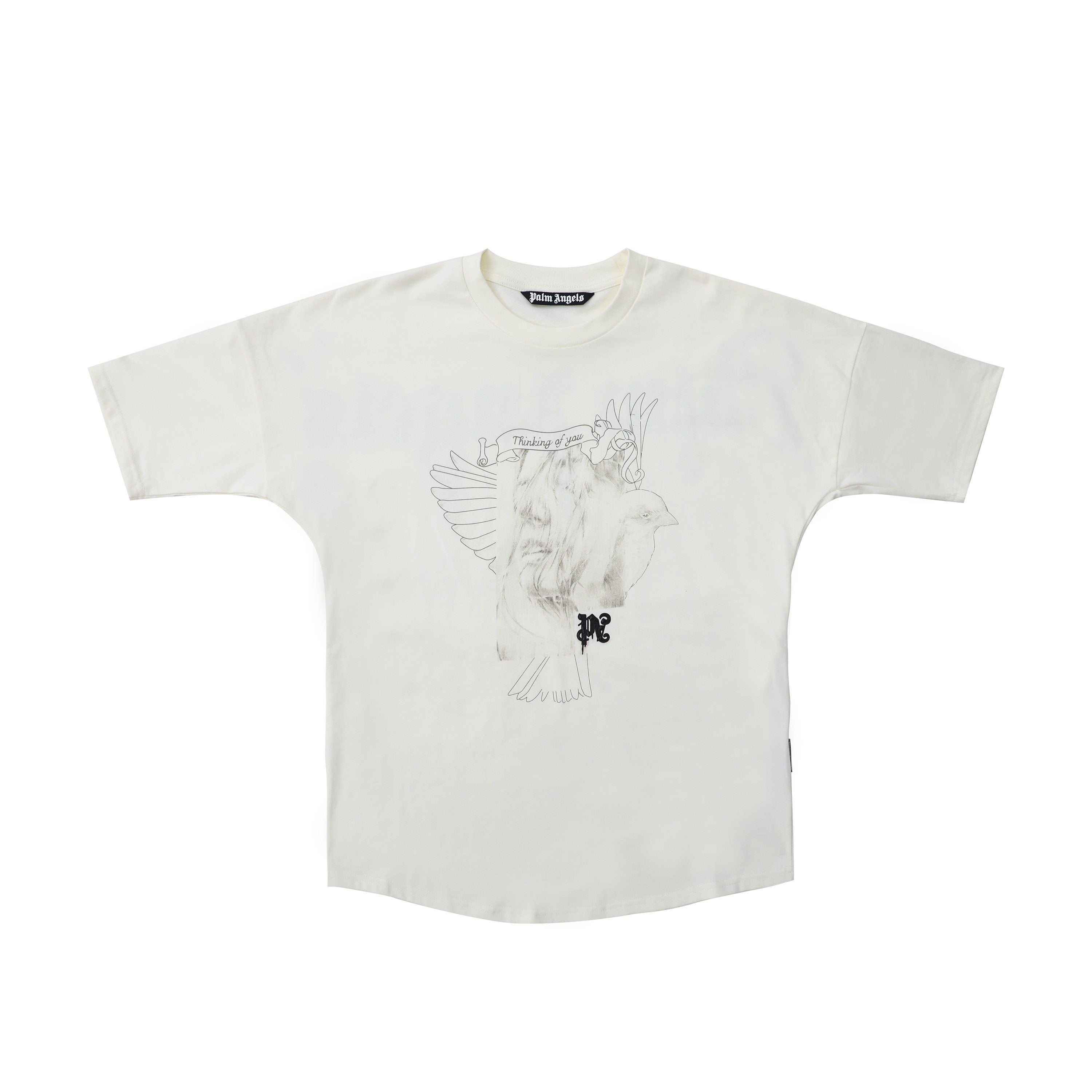 PALM ANGELS DOVE GRAPHIC OVERSIZED OFF‑WHITE T‑SHIRT