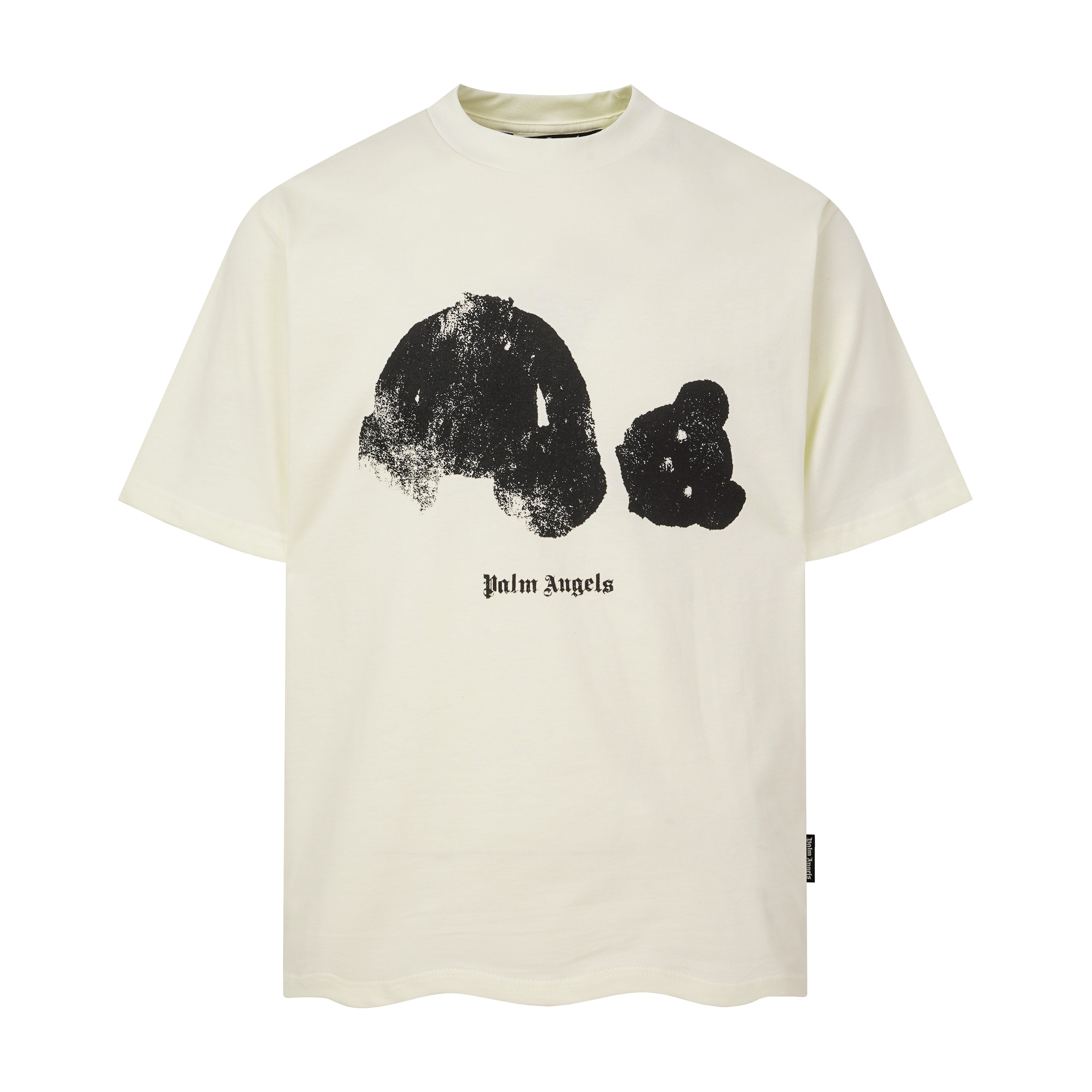 PALM ANGELS DISTORTED BEAR PRINT OFF‑WHITE OVERSIZED T‑SHIRT