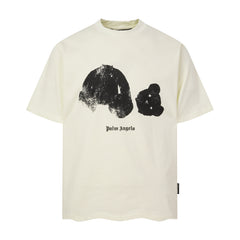 PALM ANGELS DISTORTED BEAR PRINT OFF‑WHITE OVERSIZED T‑SHIRT