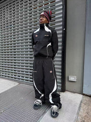 BROKEN PLANET COLOR BLOCK NYLON TRACKSUIT BLACK WHITE