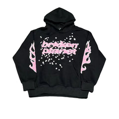 BROKEN PLANET PINK FLAME STAR LOGO PULLOVER HOODIE