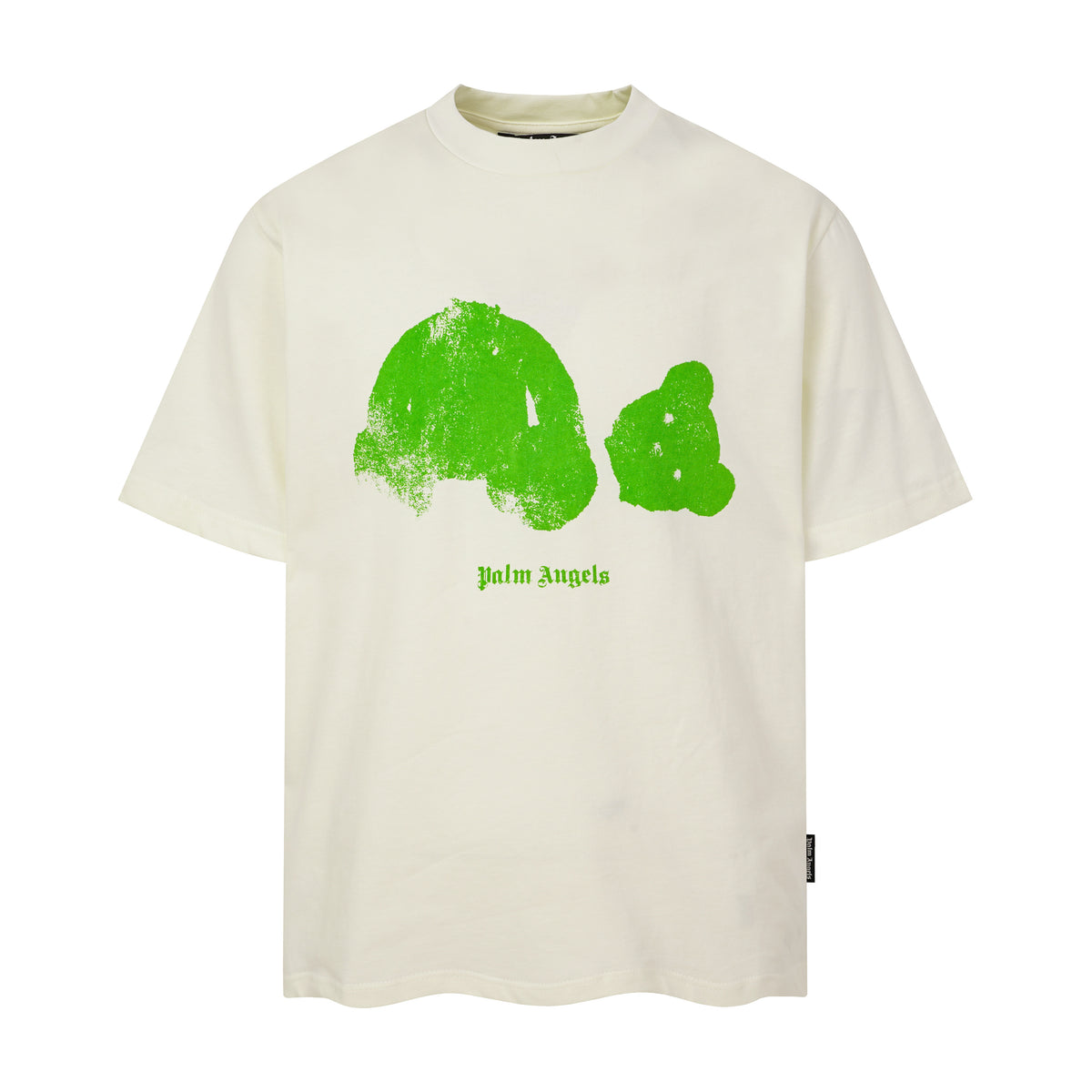 PALM ANGELS GREEN DISTRESSED BEAR OFF‑WHITE OVERSIZED T‑SHIRT