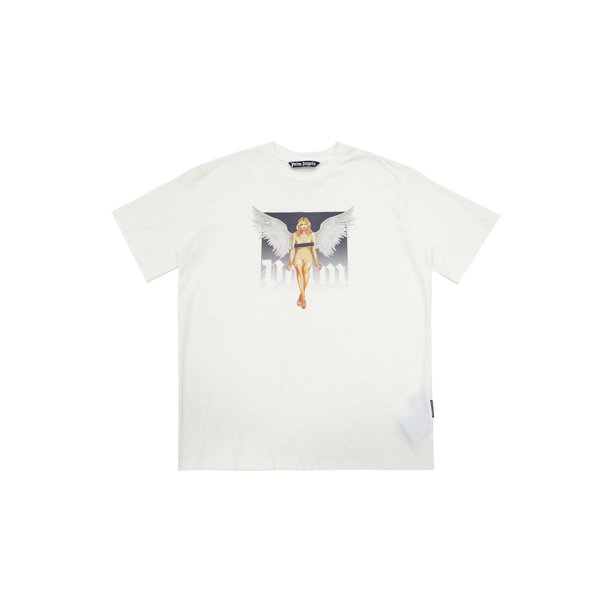 PALM ANGELS ANGEL WOMAN GRAPHIC OFF‑WHITE OVERSIZED T‑SHIRT