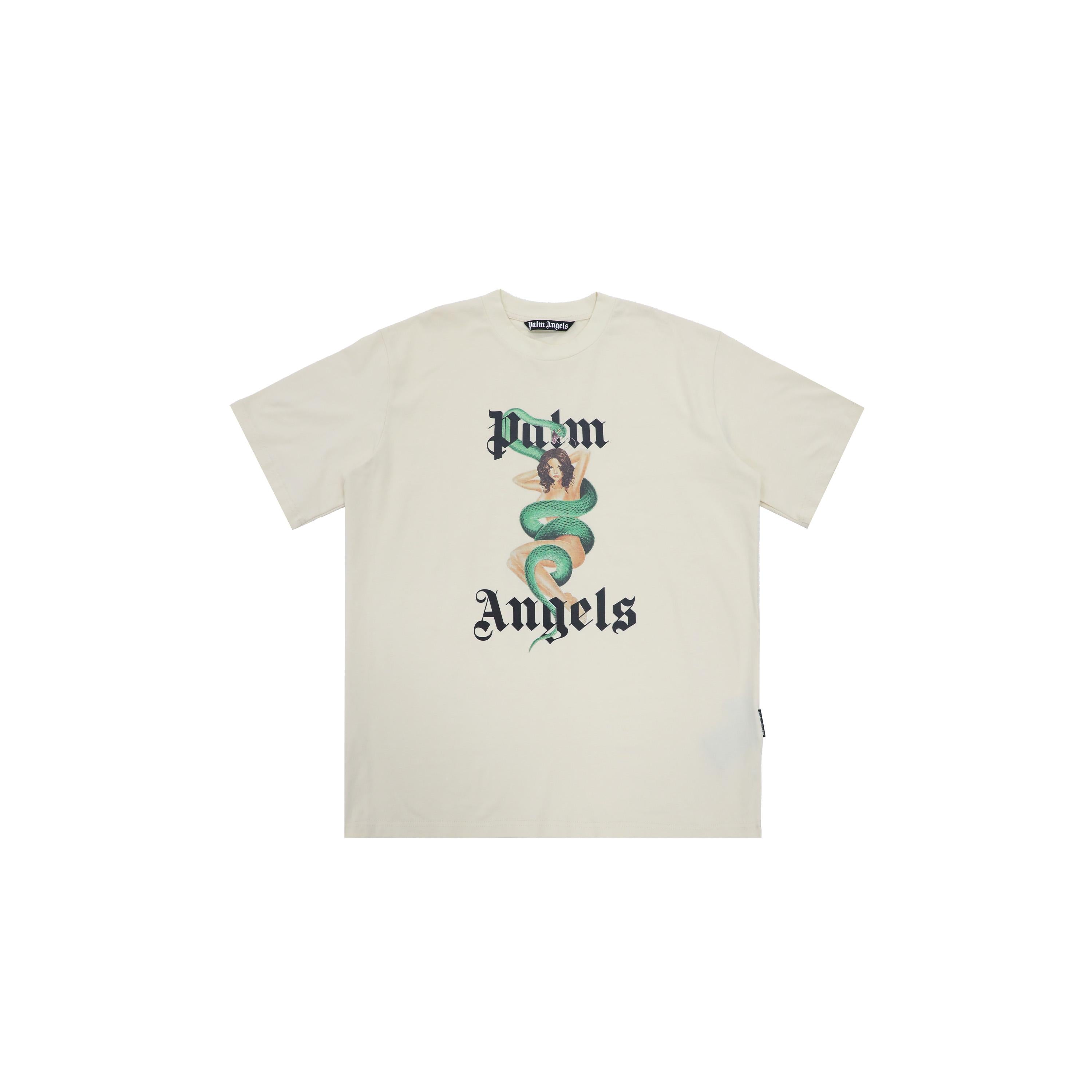 PALM ANGELS SNAKE WOMAN GRAPHIC OFF‑WHITE OVERSIZED T‑SHIRT