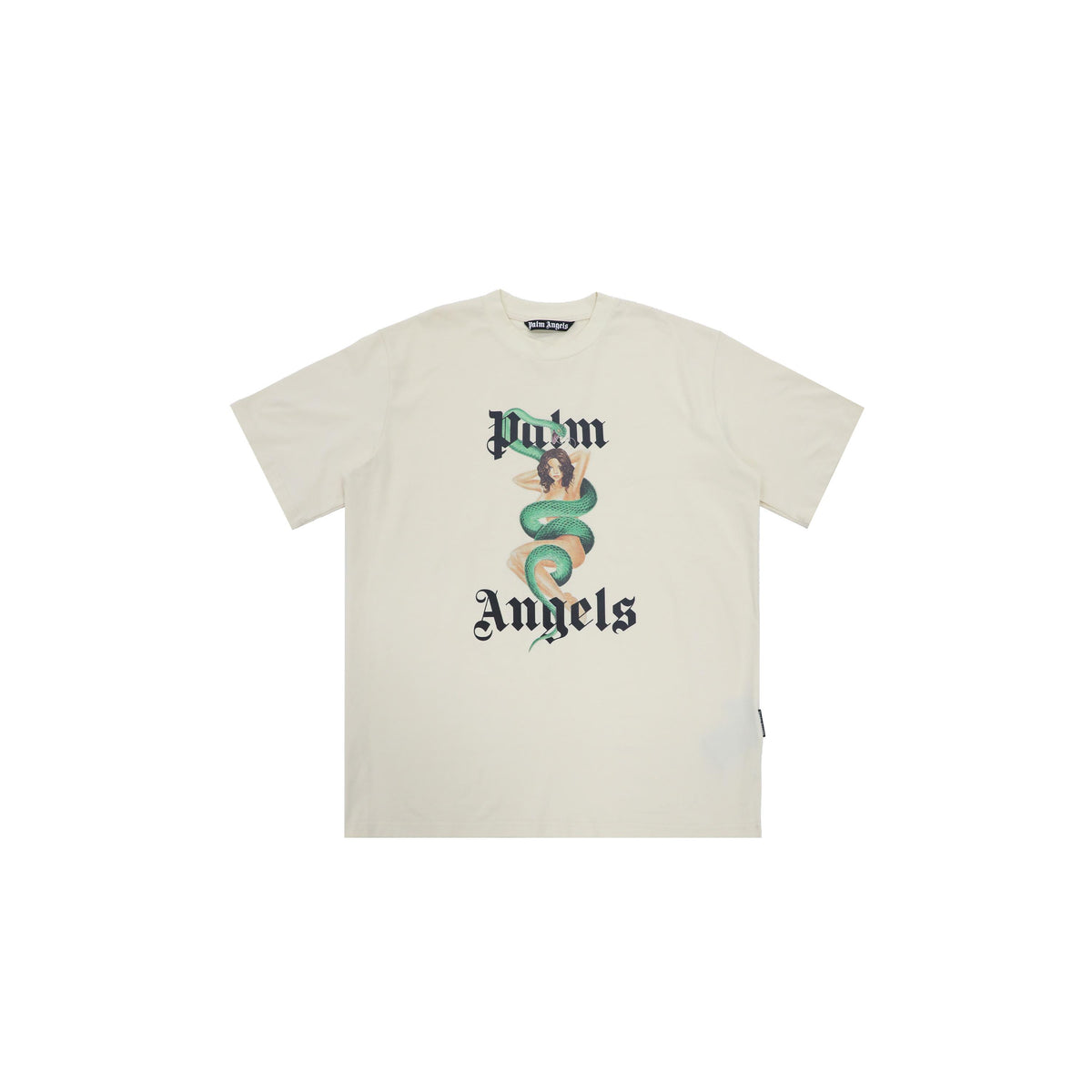 PALM ANGELS SNAKE WOMAN GRAPHIC OFF‑WHITE OVERSIZED T‑SHIRT