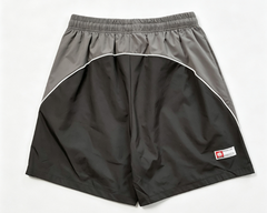 BROKEN PLANET GRAFFITI COLOR‑BLOCK NYLON SHORTS BLACK GREY