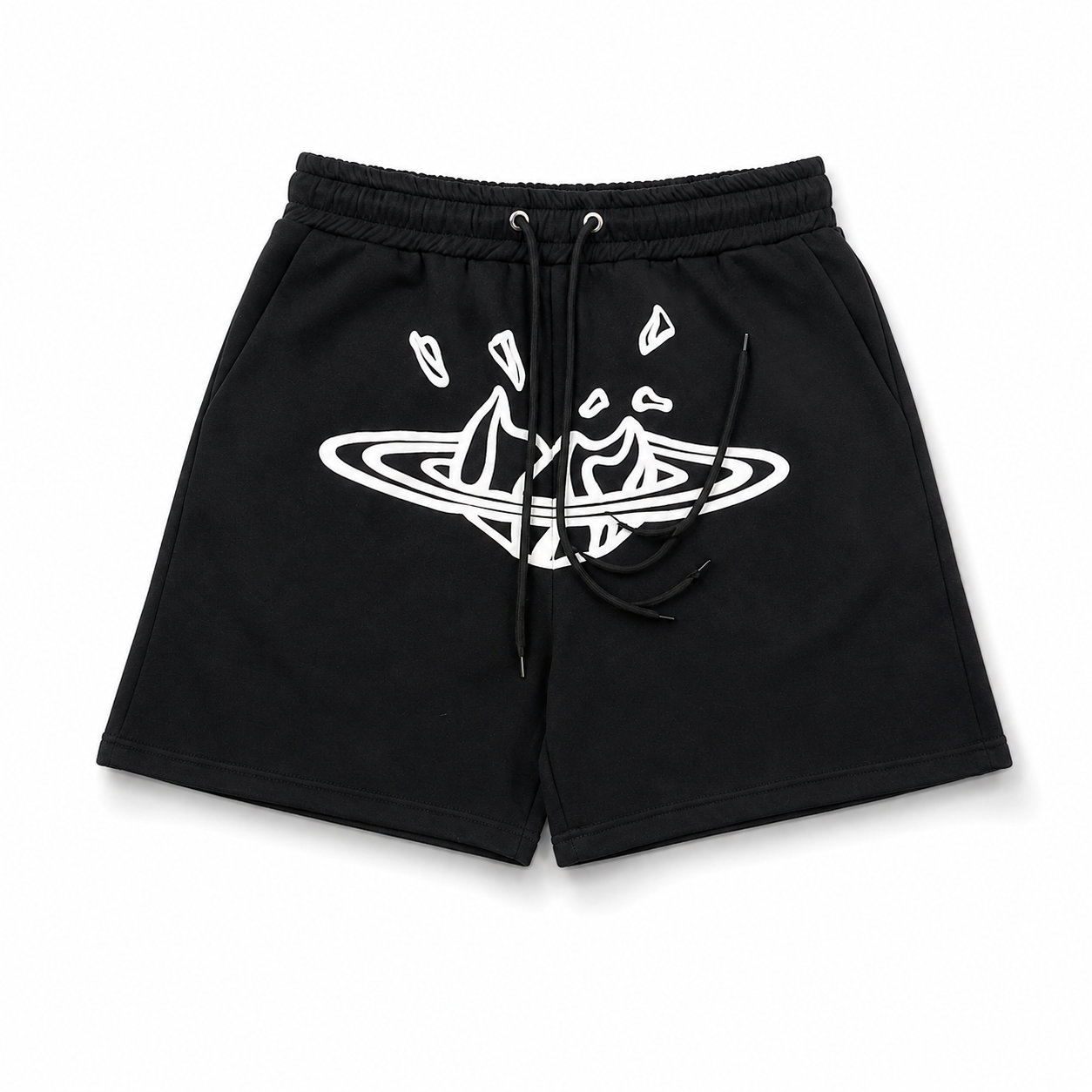 BROKEN PLANET CRACKED PLANET GRAPHIC SWEAT SHORTS BLACK