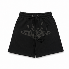 BROKEN PLANET CRACKED PLANET GRAPHIC SWEAT SHORTS BLACK TONAL