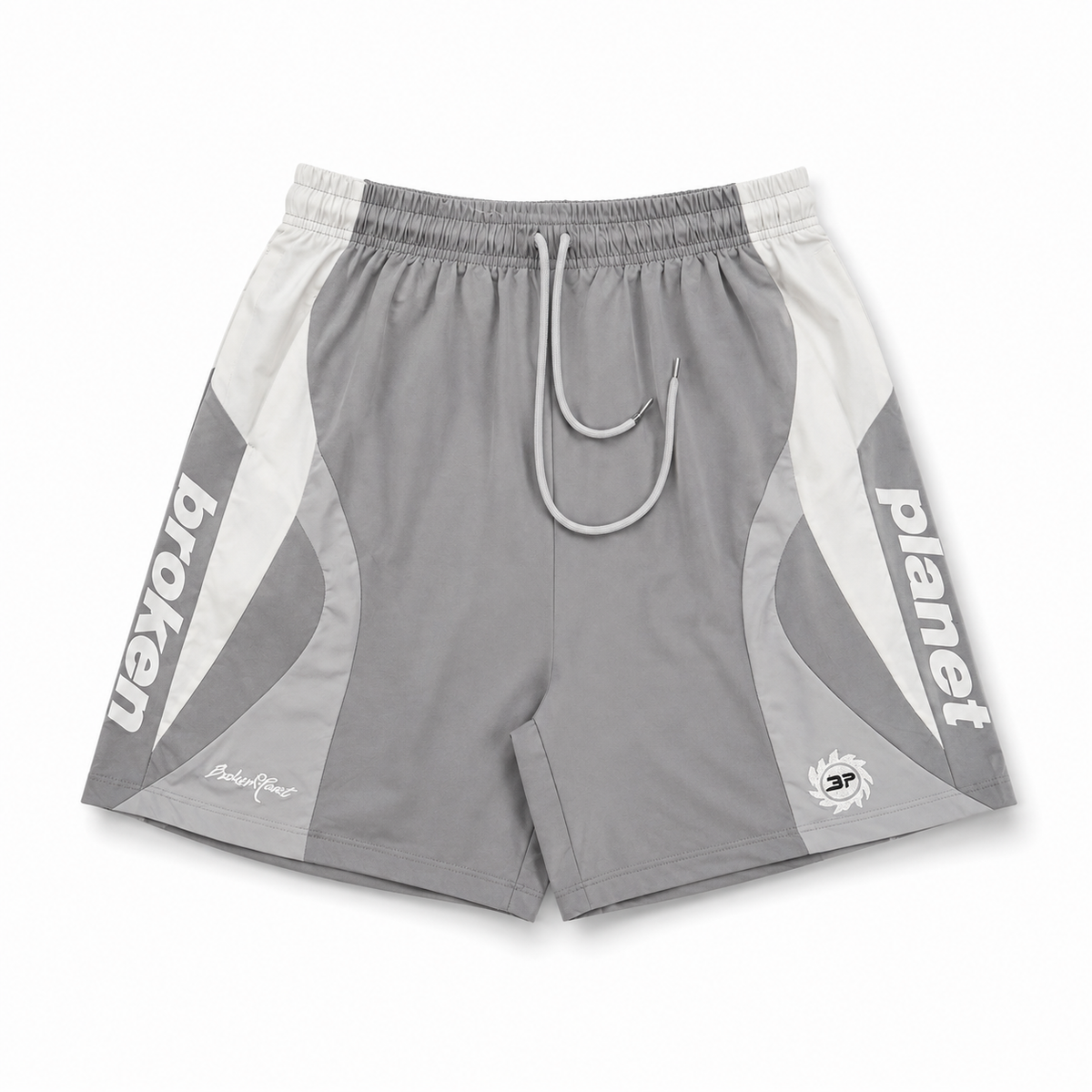 BROKEN PLANET MULTI‑COLOR BLOCK WIND SHORTS GREY WHITE