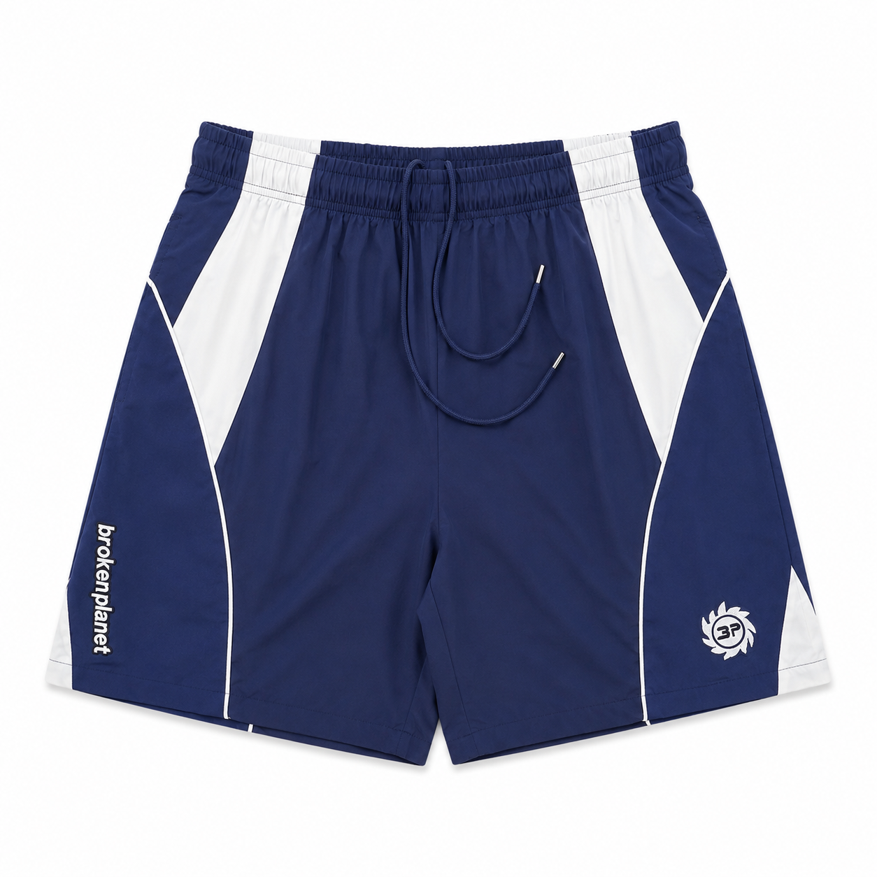 BROKEN PLANET COLOR BLOCK NYLON WIND SHORTS NAVY WHITE