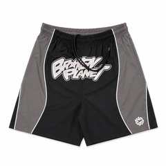 BROKEN PLANET GRAFFITI COLOR‑BLOCK NYLON SHORTS BLACK GREY