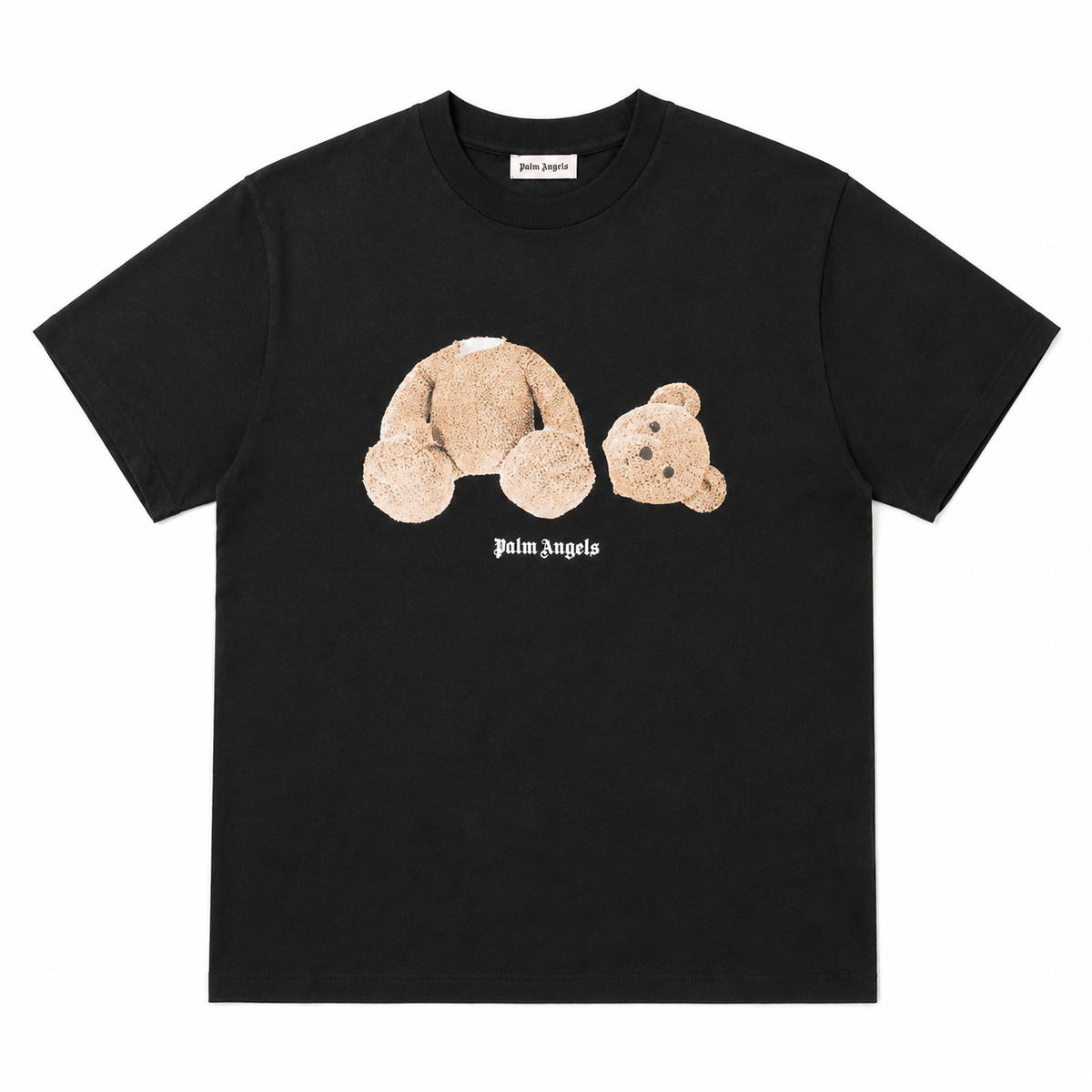 PALM ANGELS DETACHED HEAD BEAR GRAPHIC BLACK OVERSIZED TEE