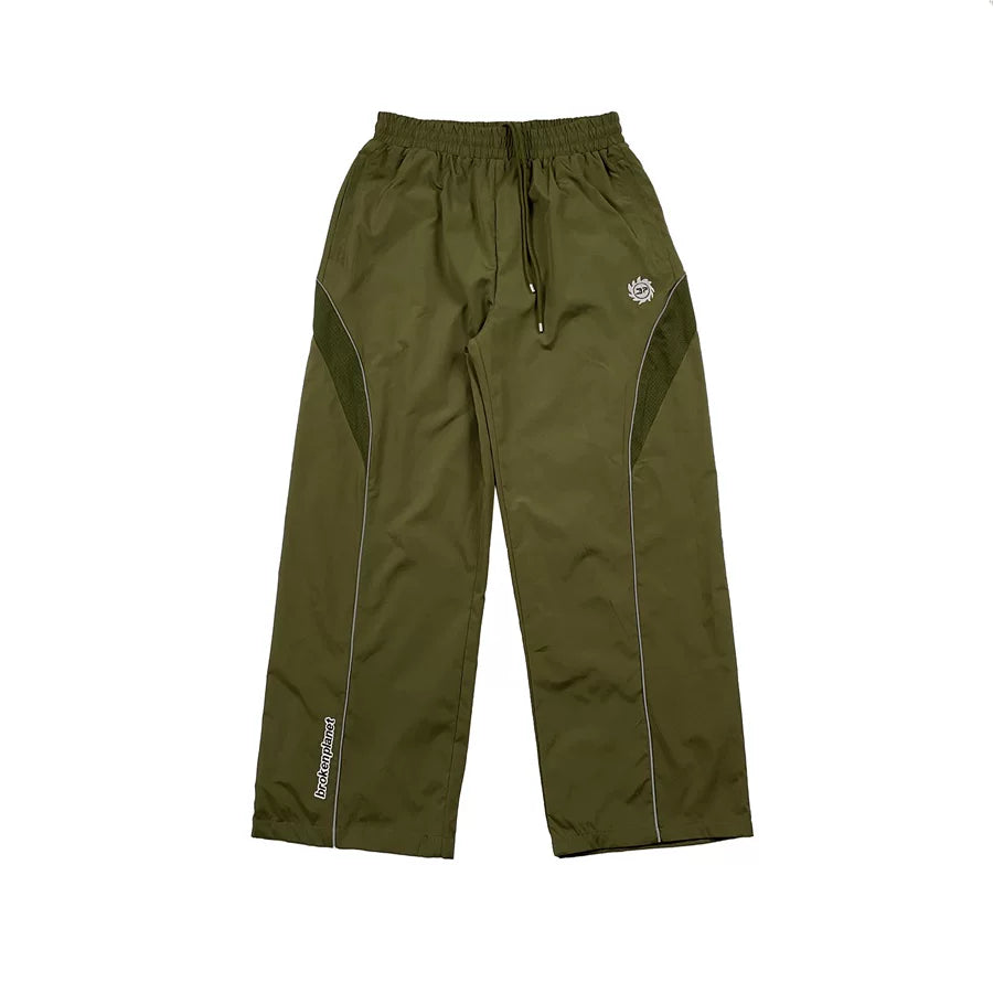 Broken Planet Olive Green Wide Leg Track Pants