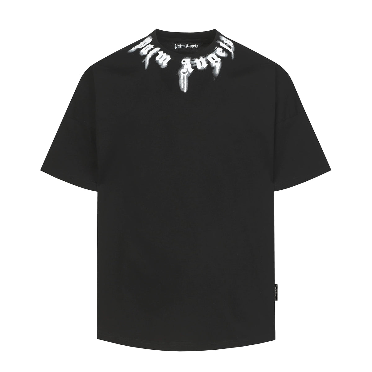 PALM ANGELS NECK LOGO PRINT OVERSIZED SHORT SLEEVE T‑SHIRT