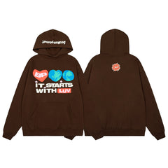 Broken Planet "It Starts With Luv" Graphic Hoodie - Espresso Brown