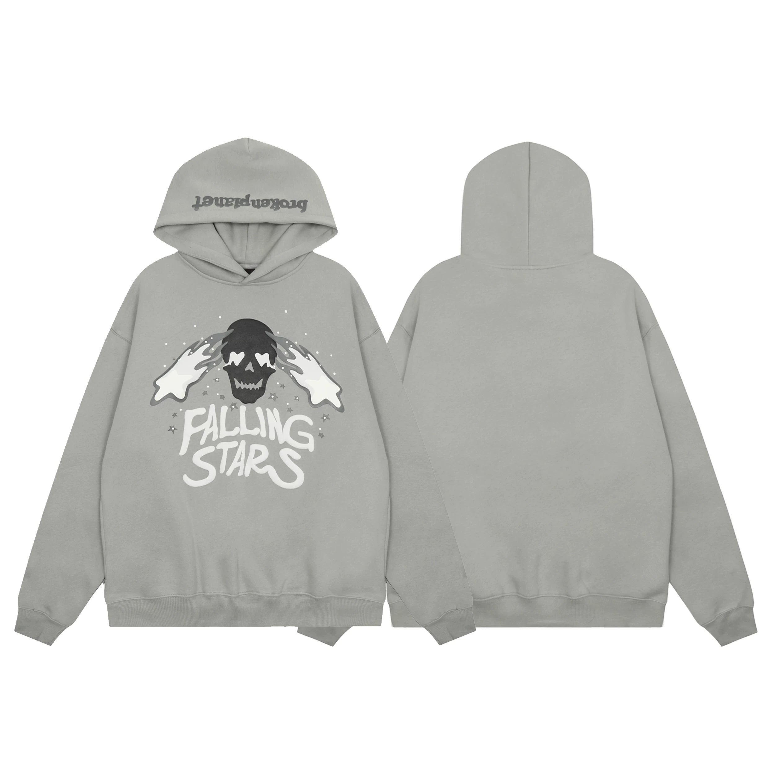 Broken Planet "Falling Stars" Graphic Hoodie - Cement Grey