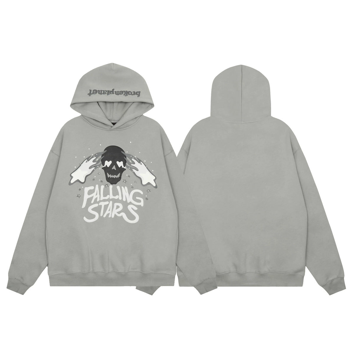 Broken Planet "Falling Stars" Graphic Hoodie - Cement Grey
