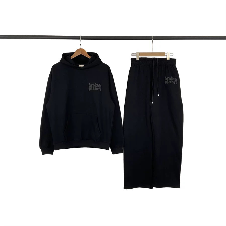 BROKEN PLANET BLACK EMBOSSED HOODIE SWEATSUIT