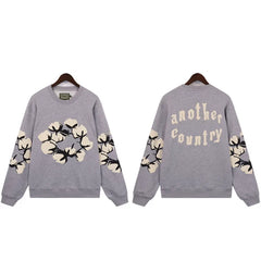 Denim Tears Another Country Cotton Wreath Grey Crewneck Sweatshirt