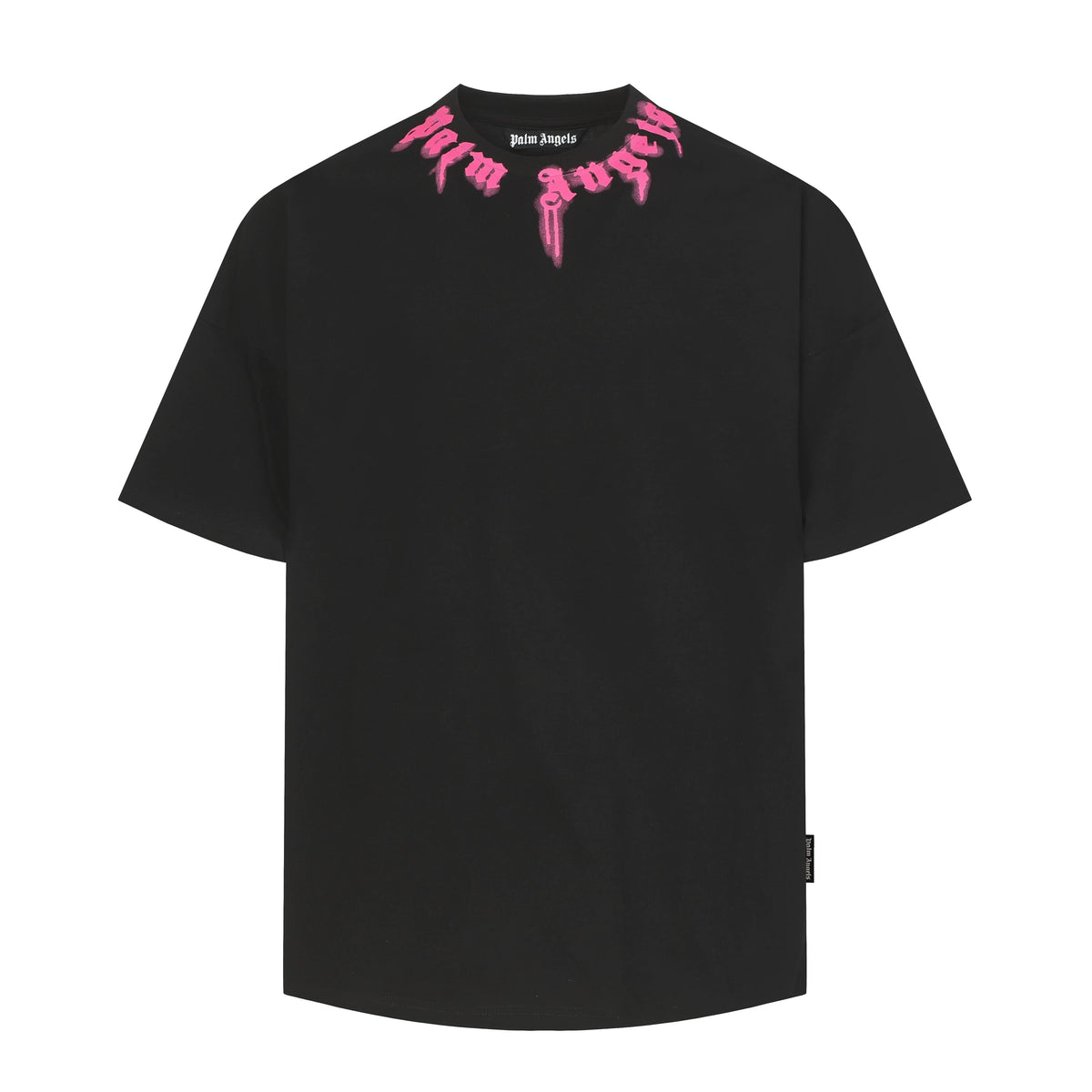 PALM ANGELS PINK NECK LOGO OVERSIZED T‑SHIRT