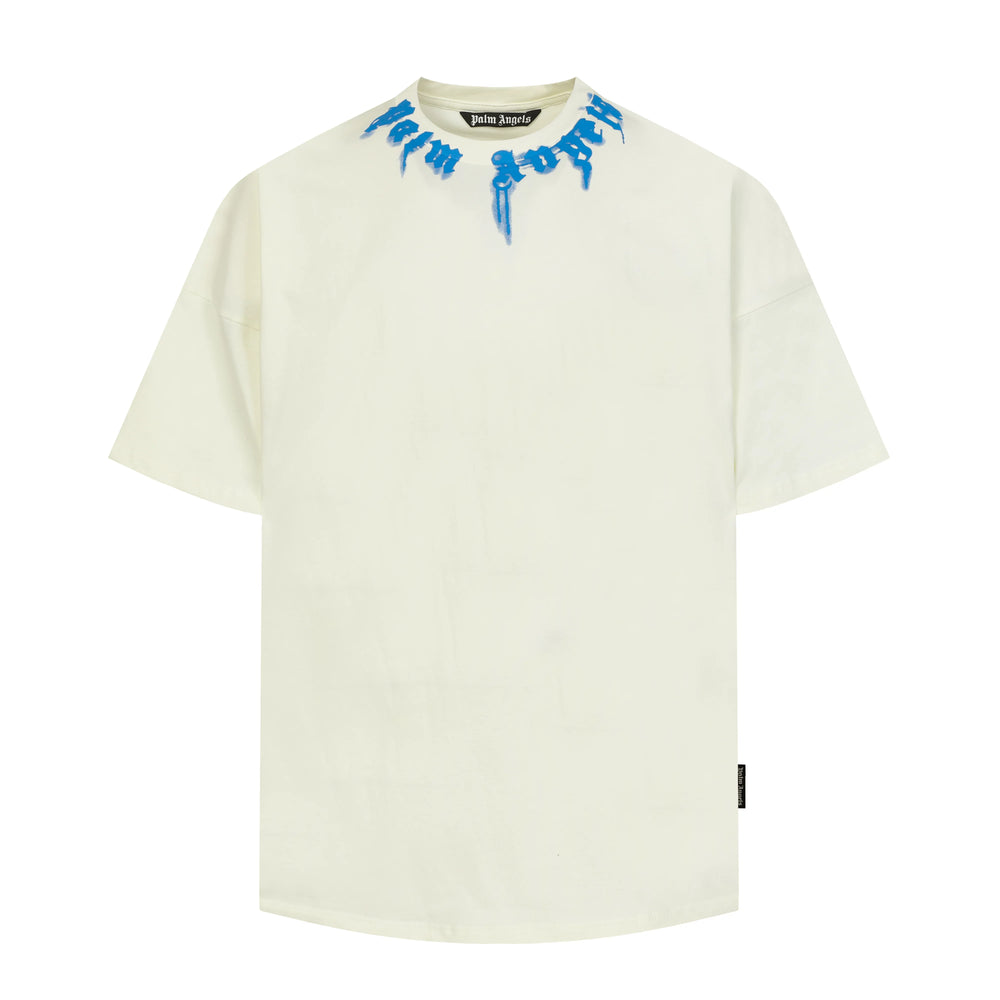 PALM ANGELS BLUE NECK LOGO OVERSIZED T‑SHIRT