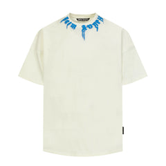 PALM ANGELS BLUE NECK LOGO OVERSIZED T‑SHIRT