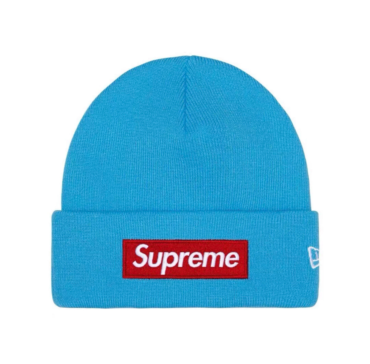 Supreme New Era Box Logo Beanie Fw25 Cyan Knit Cuffed Hat