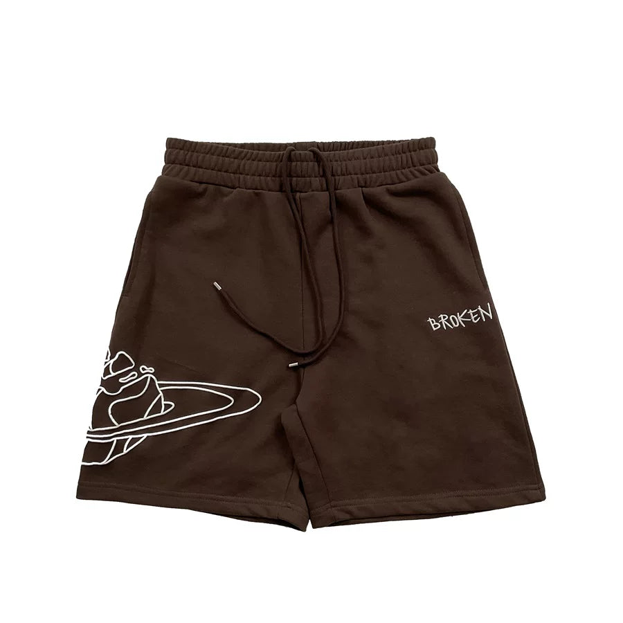 BROKEN PLANET OUTLINE PLANET SWEAT SHORTS BROWN