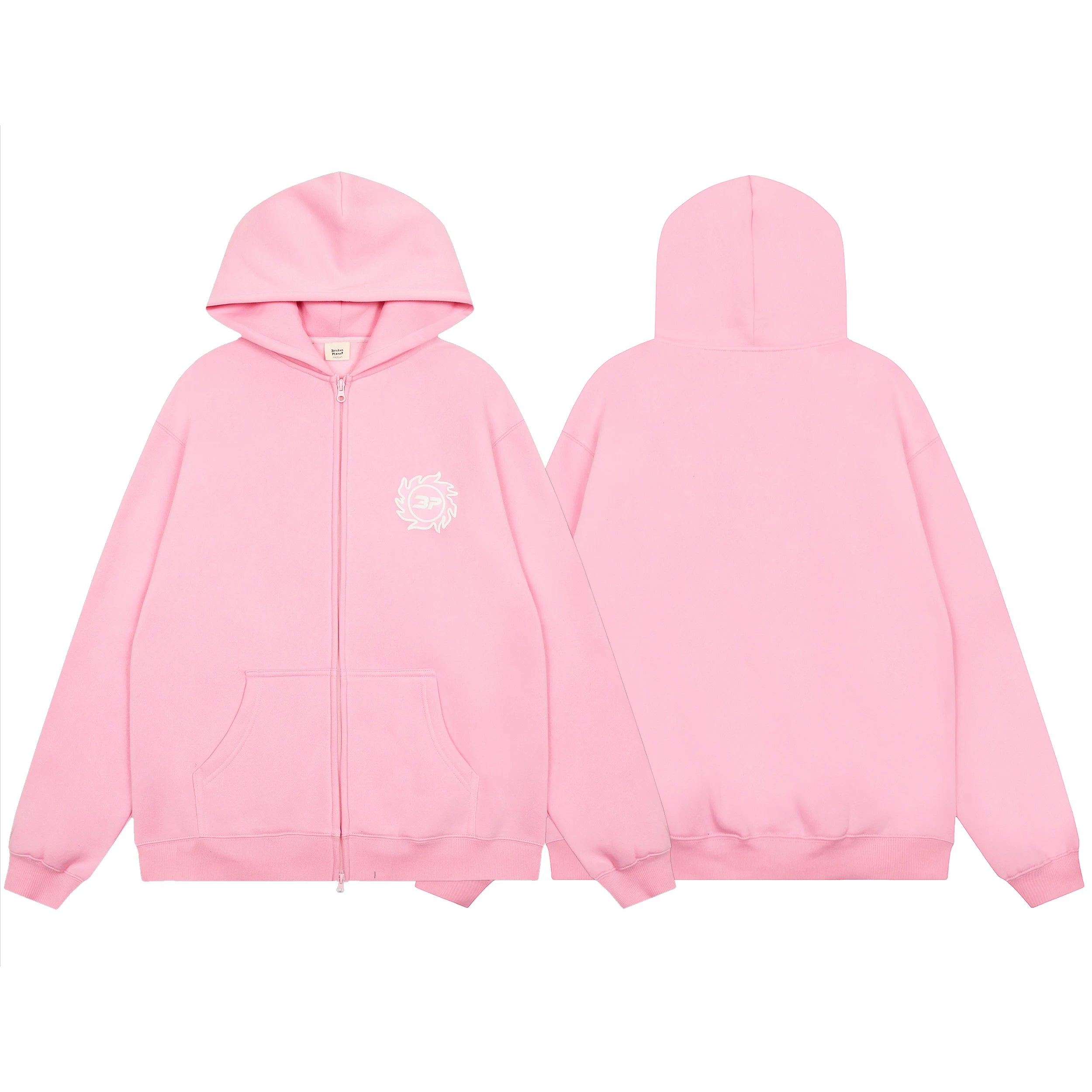 Broken Planet Sun Logo Full-Zip Hoodie - Bubblegum Pink