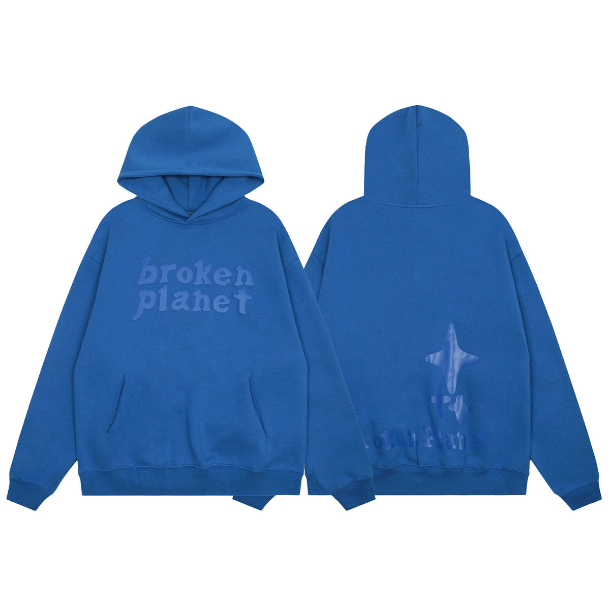 Broken Planet Tonal Foam Print Star Hoodie - Royal Blue