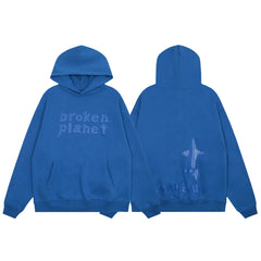 Broken Planet Tonal Foam Print Star Hoodie - Royal Blue