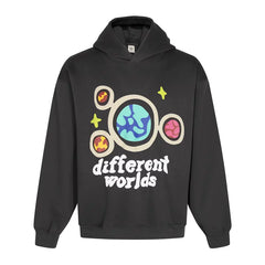 BROKEN PLANET DIFFERENT WORLDS HOODIE BLACK