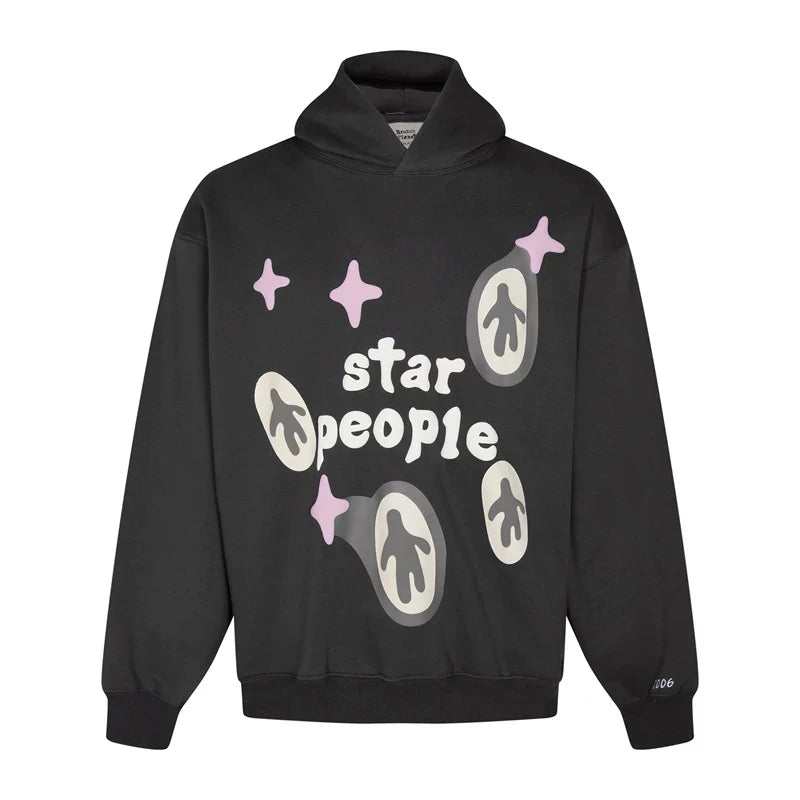 Broken Planet Star People Black Graphic Hoodie