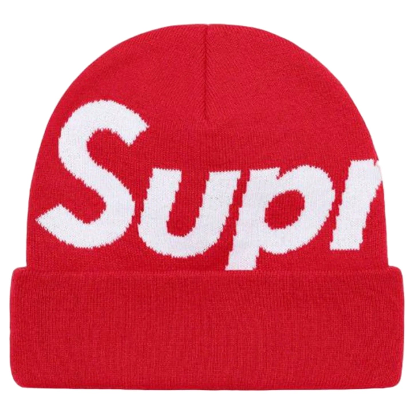 Supreme Big Logo Beanie Fw25 Red Cuffed Knit Winter Hat